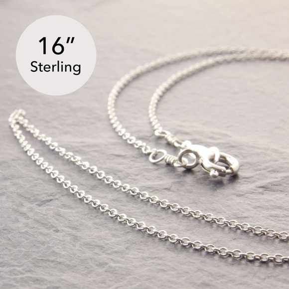 16” Dainty Chain Necklace, silver delicate chain, thin necklace (z 25-1sd-sp) - Picture 1 of 6